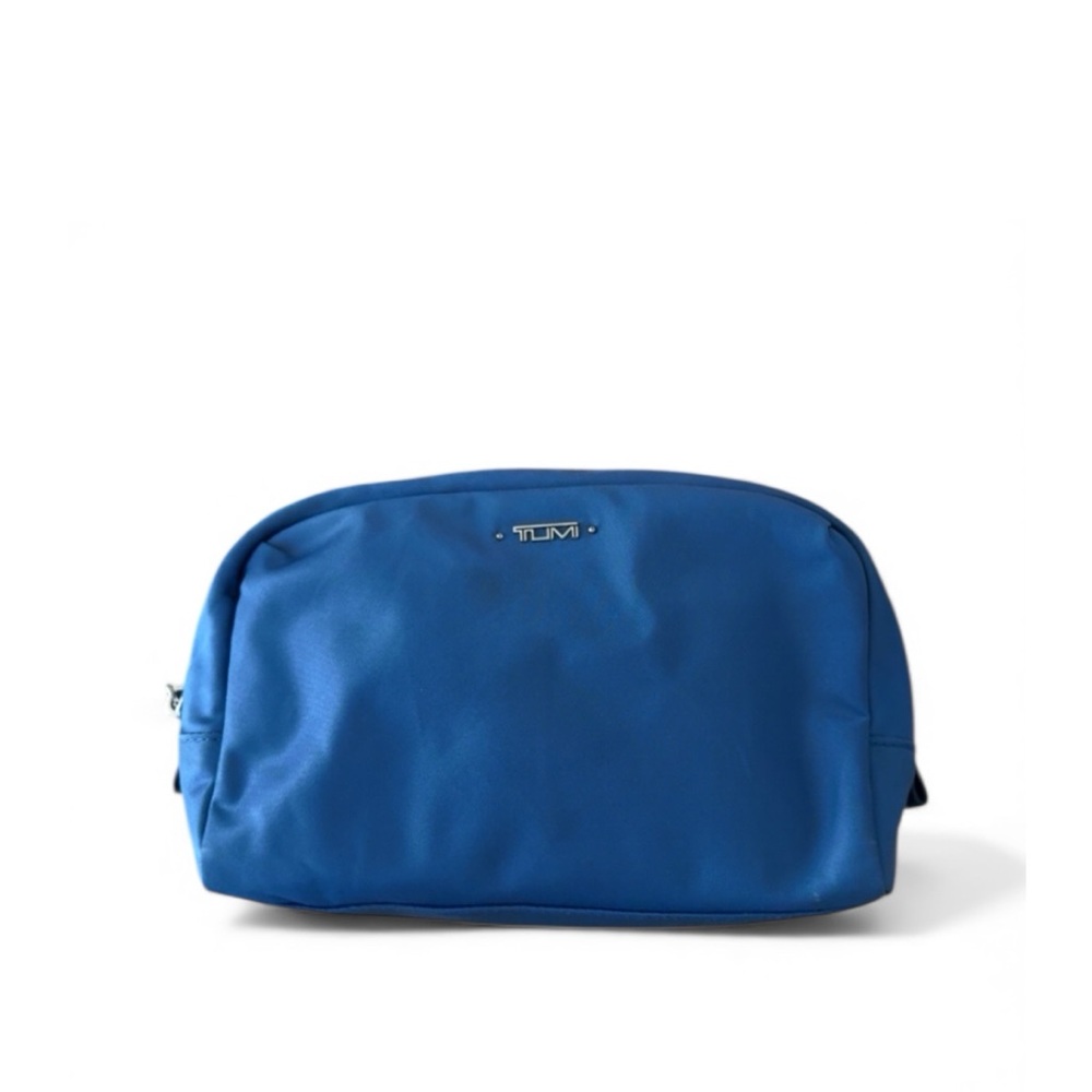 Tumi Blue‎ Nylon Zip Travel Makeup Storage Bag Case